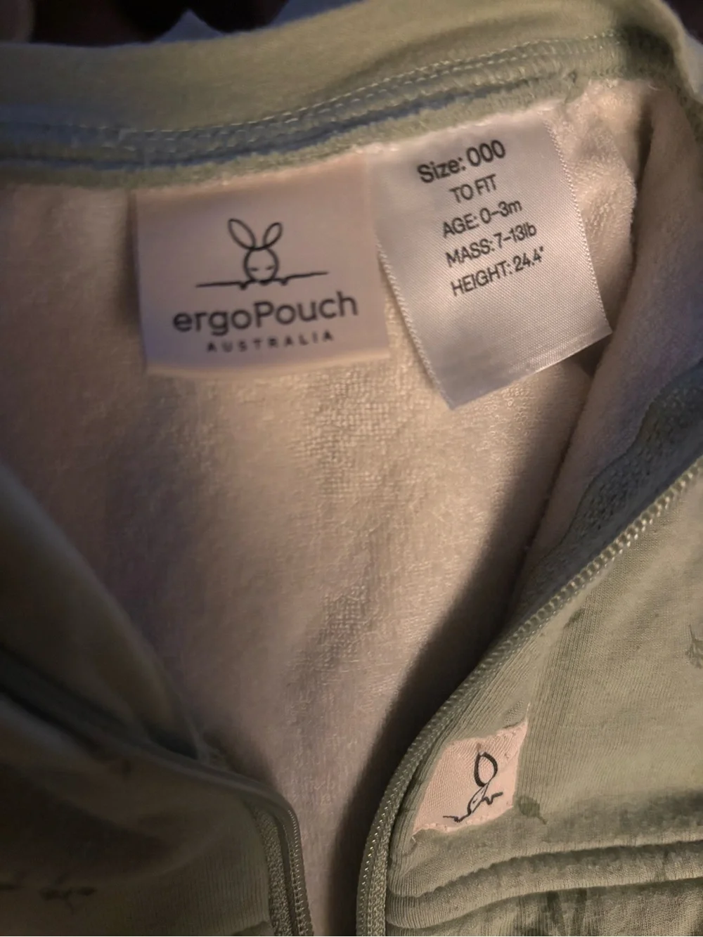ErgoPouch  2.5 TOG Cocoon Swaddle        Size 000 0-3 Months 7-13 lbs color Sage